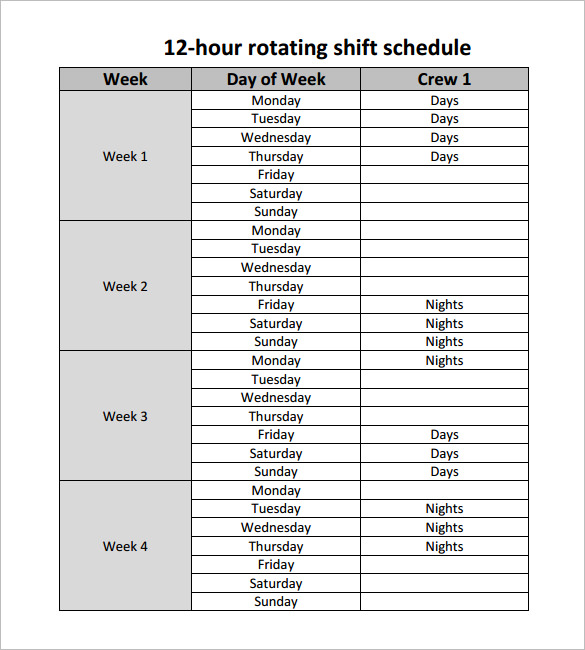 12 Hour Shift Schedule Templates – Free Word, Excel, PDF Format 