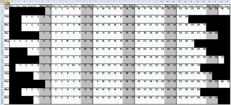 2018 and 2019 staff holiday Excel planner and one page Excel calendar