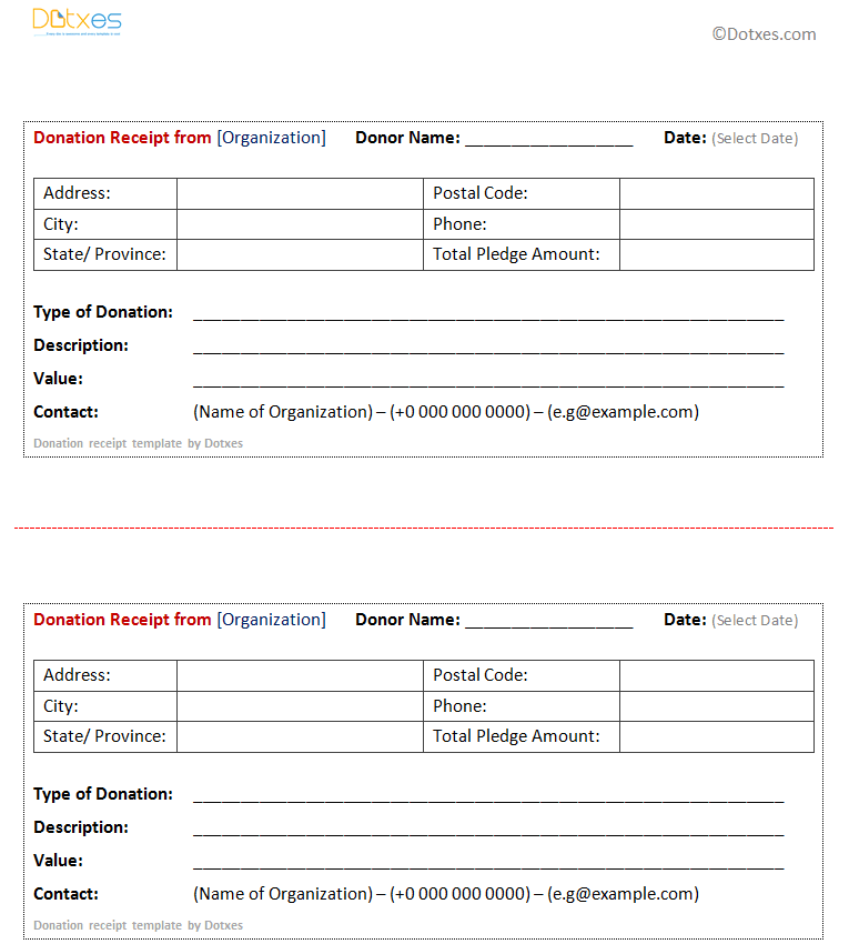 donation receipt template