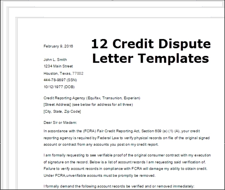 Section 609 Credit Dispute Letter Sample | articleezinedirectory