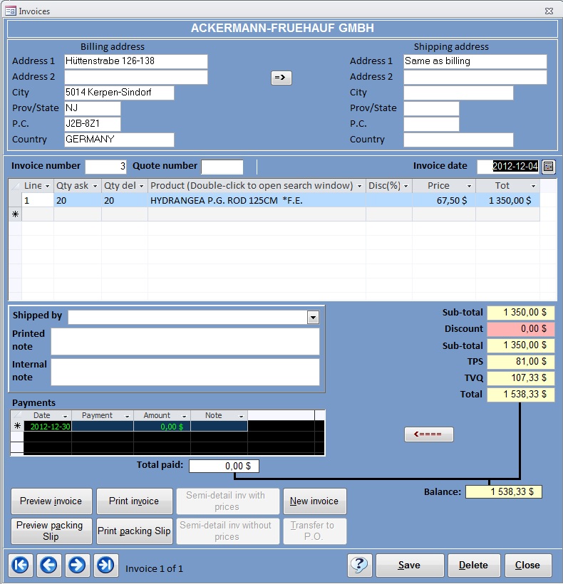 Access Database Template. Ms Access Customer Template Invoice Form 
