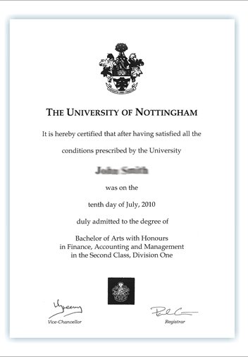 Your degree certificate The University of Nottingham Ningbo 