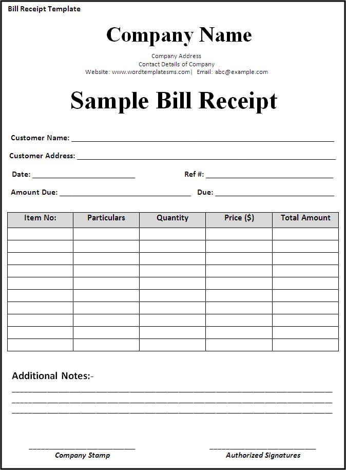 Bill Receipt Template Download Page | Word Excel Formats Bill Receipt Template Download Page | Word Excel Formats