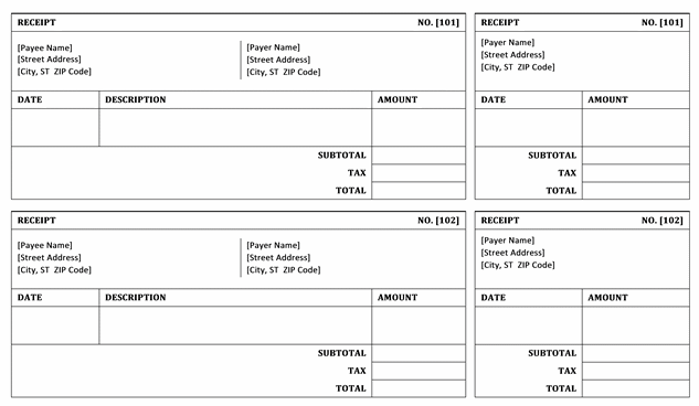 Top 4 Layouts For Bill receipt Templates Word Templates, Excel 