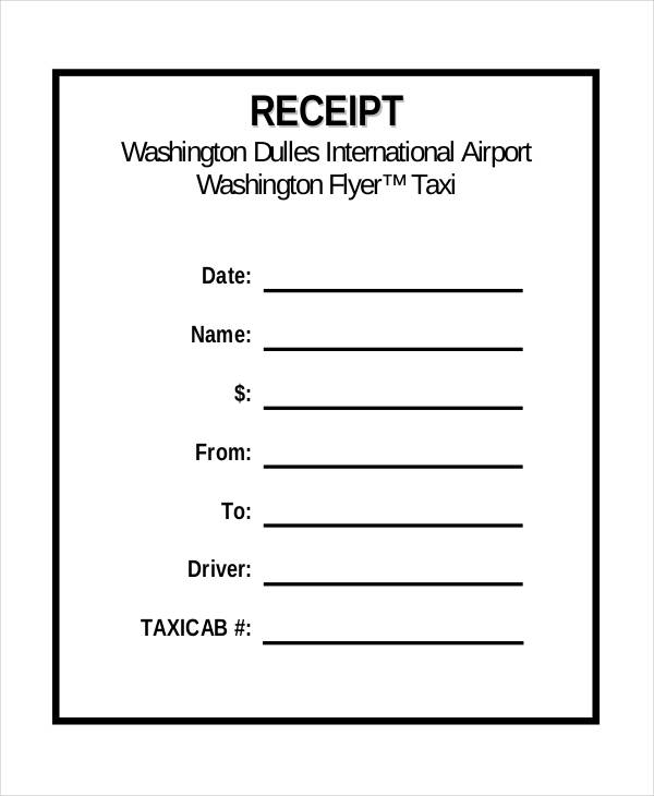 Taxi Receipt Template 6+ Free Sample, Example, Format | Free 