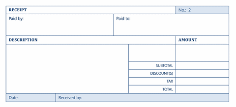 Receipt Template Blank Receipts for Word