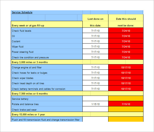 Maintenance Schedule Templates – 21+ Free Word, Excel, PDF Format 