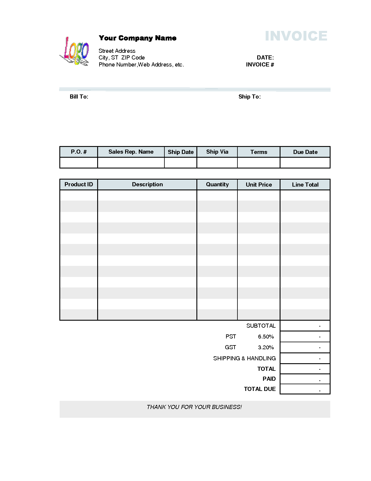 Business Invoice Receipt Template | Microsoft Word Templates