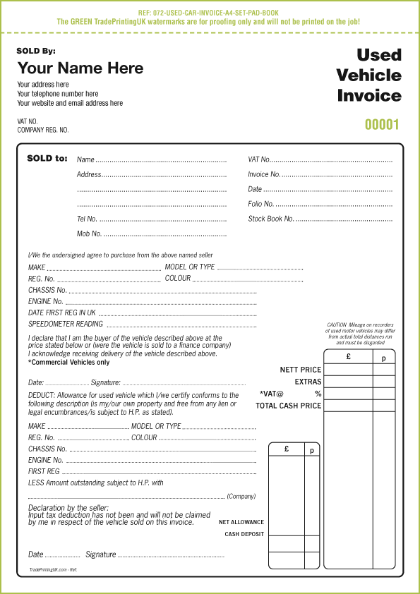 Used Car Invoice Template | Free Invoice Template