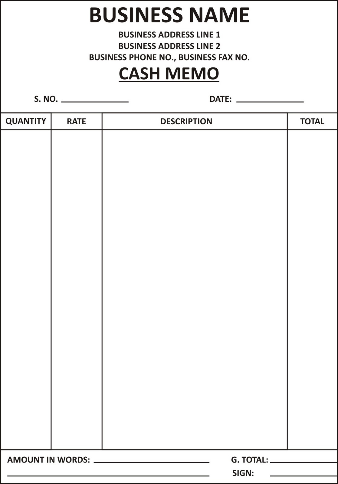 Cash Invoice Format * Invoice Template Ideas