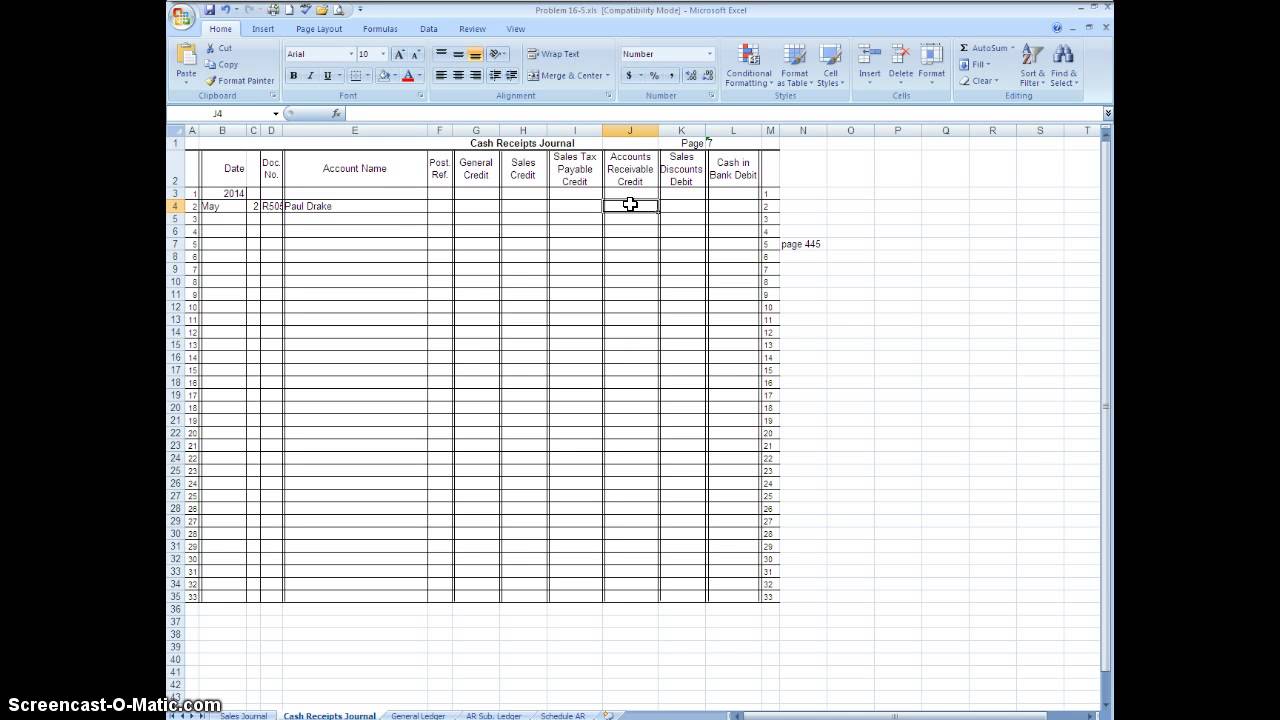 Accounting Exercise: Cash Payments Journal