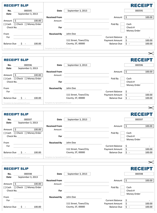 Cash Receipt | Free Cash Receipt Template for Excel