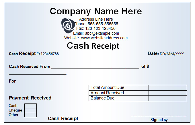 Cash Receipt Template for Excel