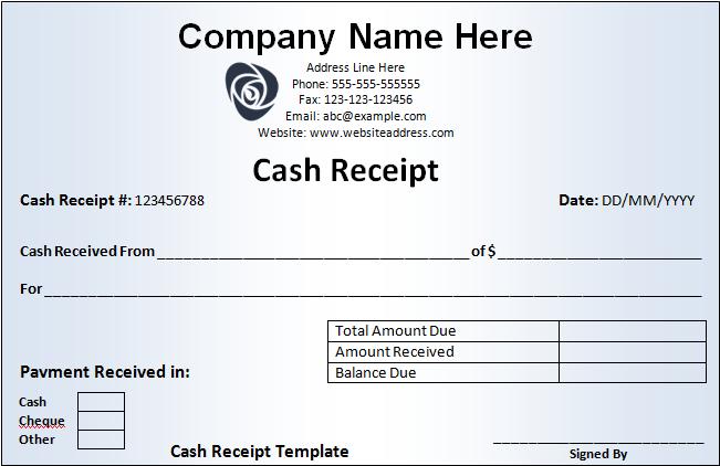 Download a Free Cash Receipt Template for Word or Excel