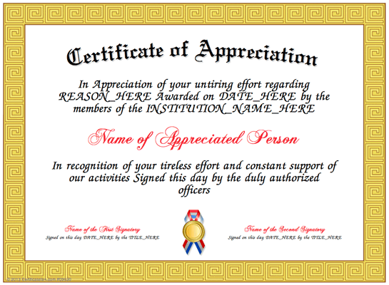 Certificate of Appreciation Microsoft Word Templates Certificate of Appreciation Microsoft Word Templates