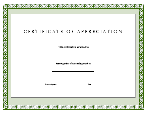 Certificate of Appreciation