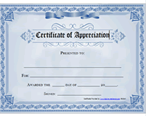 Free Printable Certificates of Appreciation Awards Templates