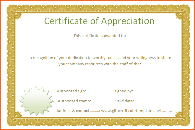 7+ certificate of appreciation template word bookletemplate.org