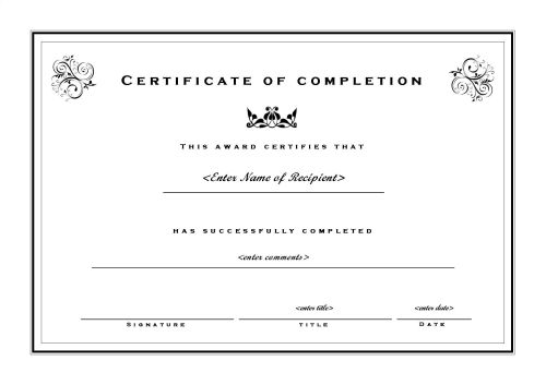 7 Free Certificate of Completion Templated Excel PDF Formats