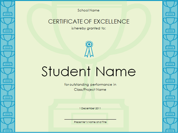 Certificate Of Excellence For Student