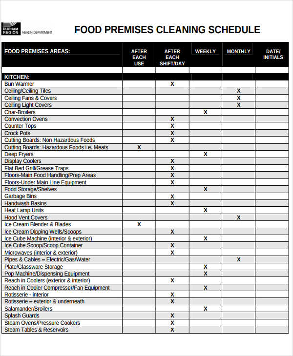 Restaurant Schedule Template – 9+ Free Sample, Example Format 