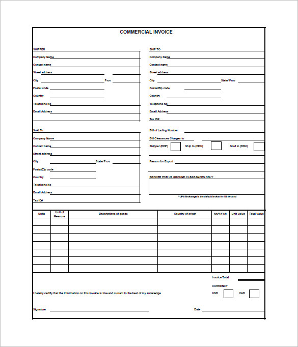 Commercial Invoice Template | invoice example