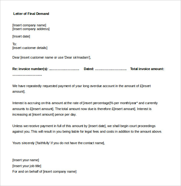 Demand Letter Templates – 15+ Free Word, PDF Documents Download 