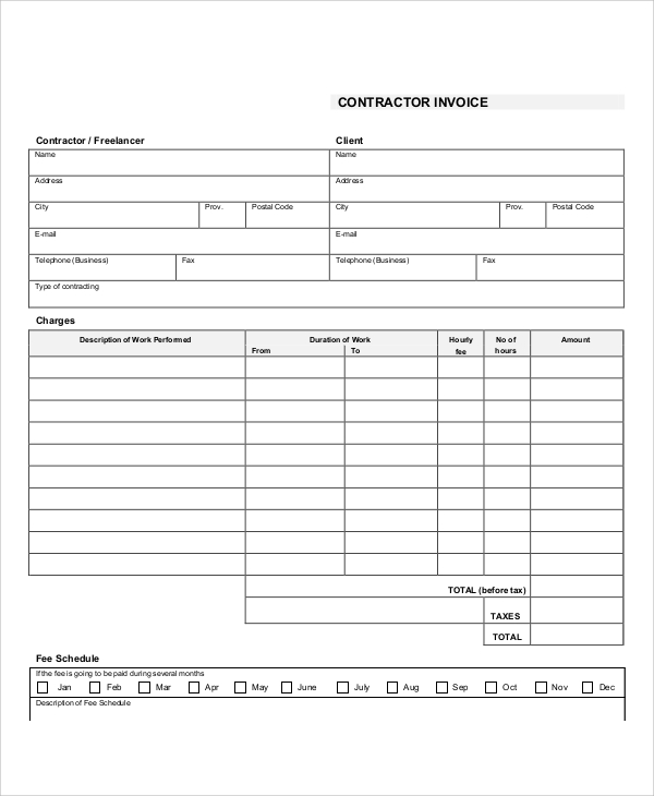 Sample Contractor Invoice 9+ Examples in PDF, Word, Excel
