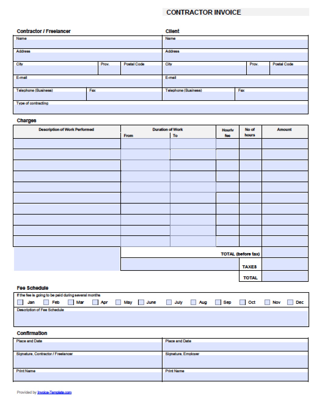 Free Contractor Invoice Template | Excel | PDF | Word (.doc)