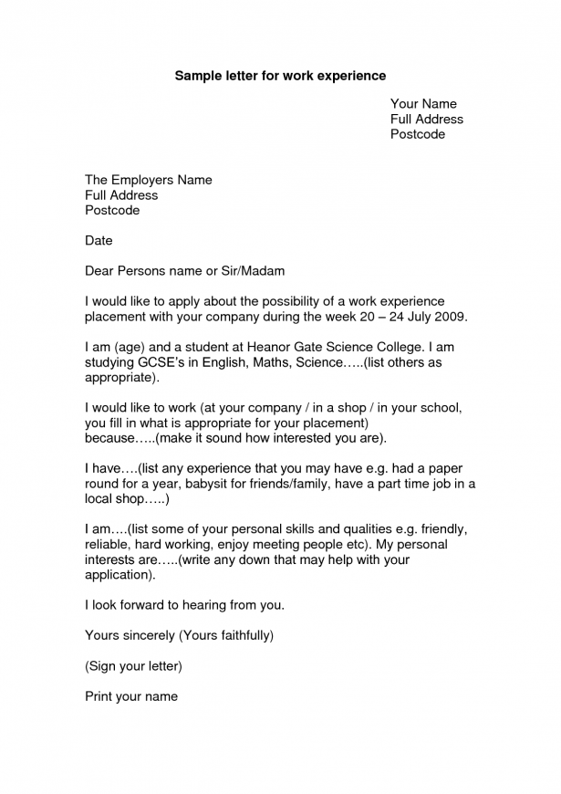 Good Writing A Cover Letter For Work Experience 57 In Structure A 