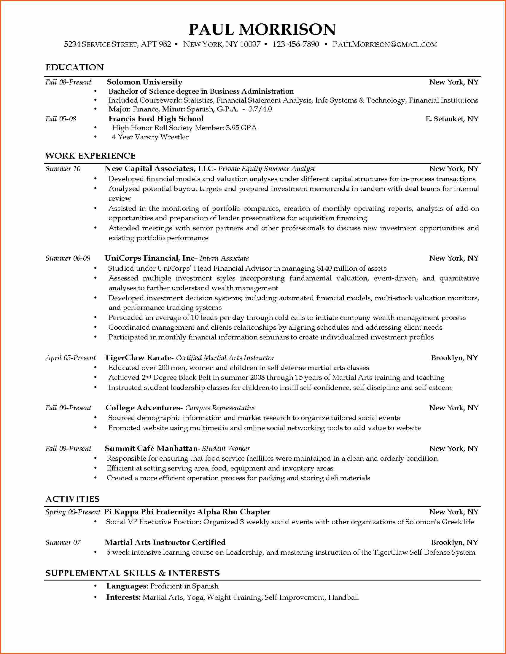 Current College Student Resume | berathen.Com