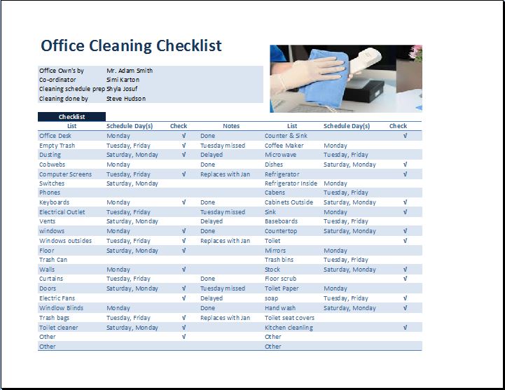 office cleaning list checklist | Janitorial Supplies Checklist 