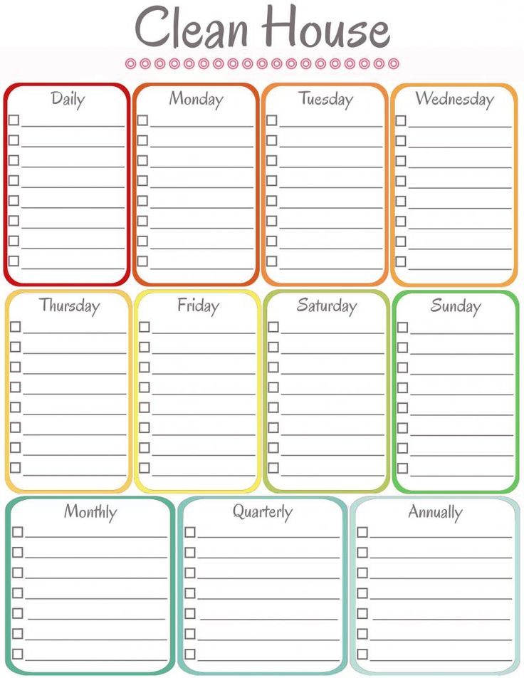 daily cleaning schedule template