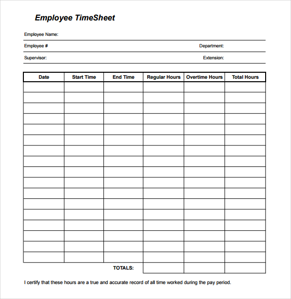 daily time sheet template