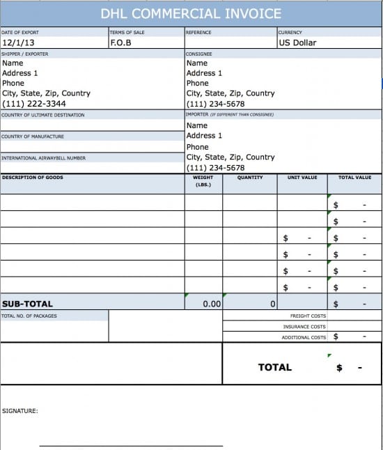 Dhl Invoice Template | invoice example