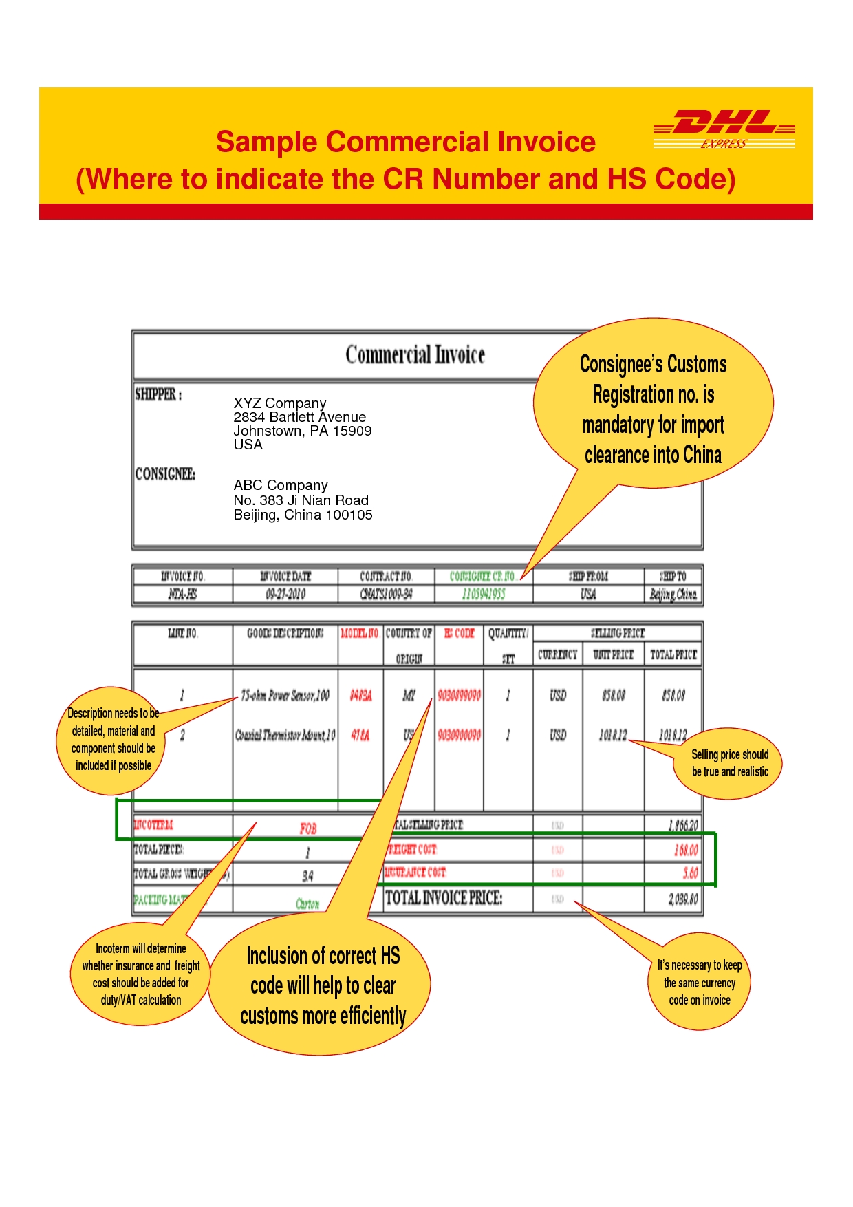 Dhl Commercial Invoice Template | invoice example