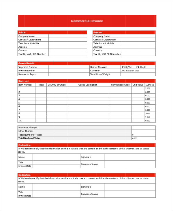 Commercial Invoice 10+ Free PDF, Word Documents Download | Free 