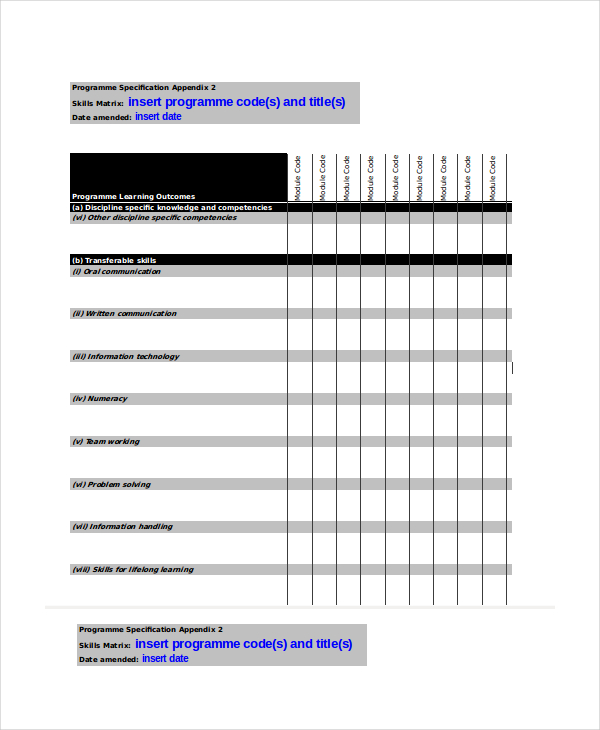 Excel Matrix Template 6+ Free Excel Documents Download | Free 