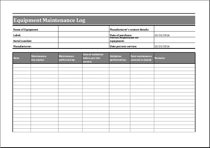Maintenance Schedule Template will help you keep track of your 