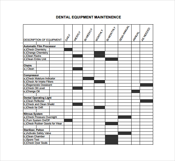 Repair Log Template. Machine Maintenance Schedule Template Free 