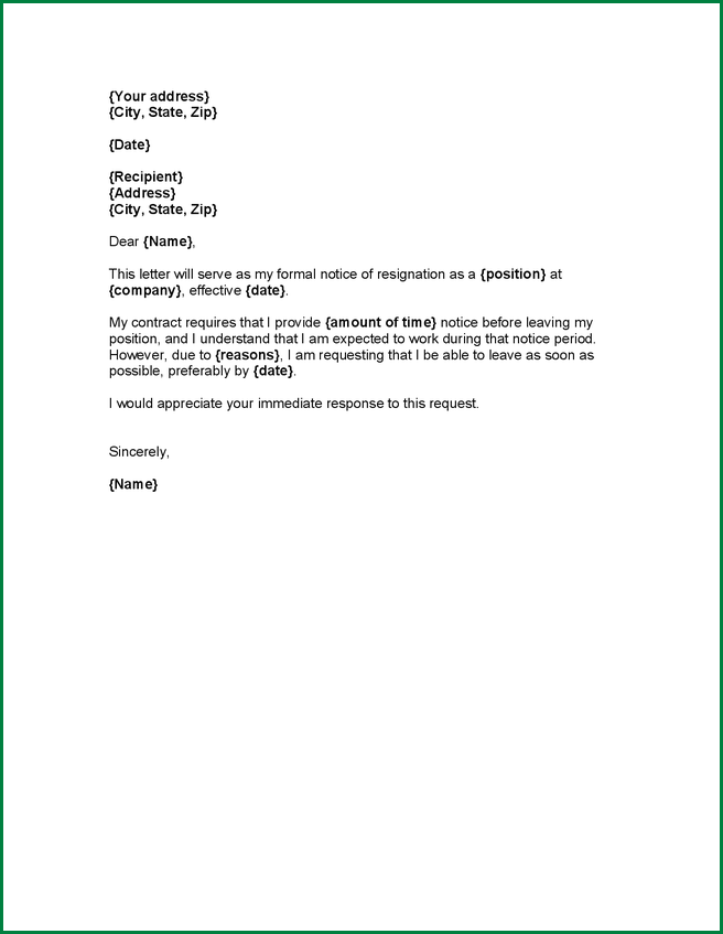 11 Resignation Letter Sample with Notice Period 