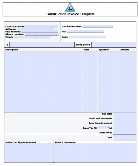 Free Construction Invoice Template | Excel | PDF | Word (.doc)