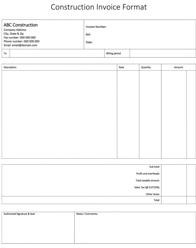 Contractor Invoice Template Word | invoice example