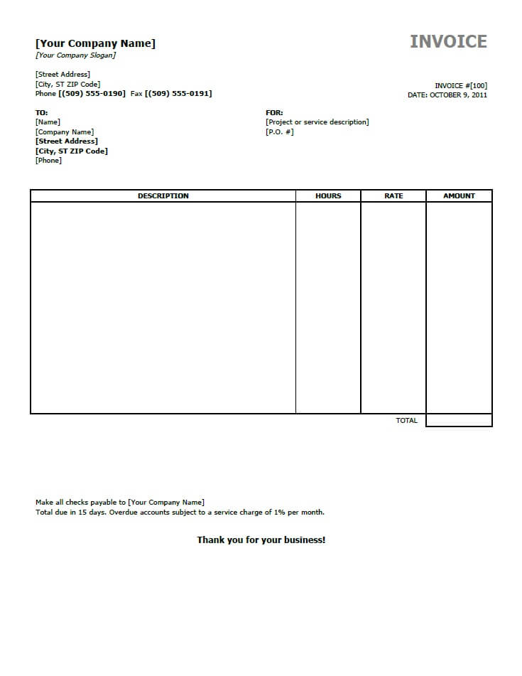 Free Invoice Templates For Word, Excel, Open Office | InvoiceBerry