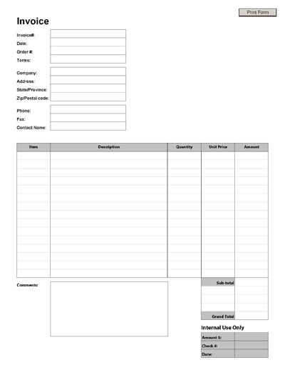 Free Blank Invoice Form | Blank Invoice Template #8 | Della 