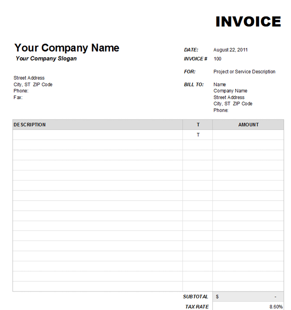 Printable Invoice Templates