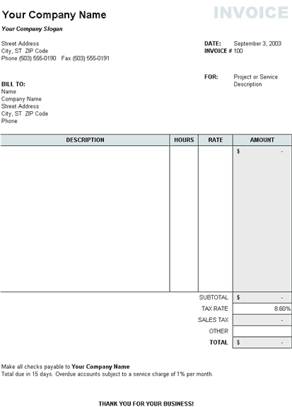 Download Free Excel Invoice Templates