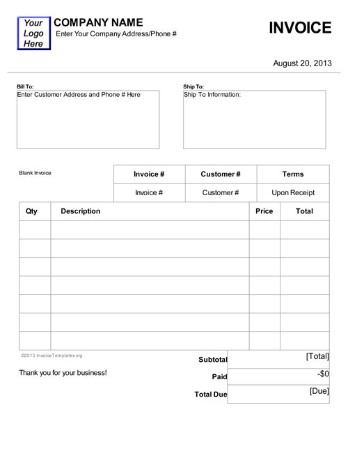 Garage Invoice Template | invoice example