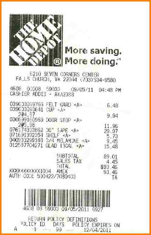 Home Depot Receipt Template 2017 | Best Business Template's