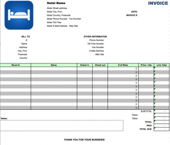 Hotel Invoice Template | invoice sample template